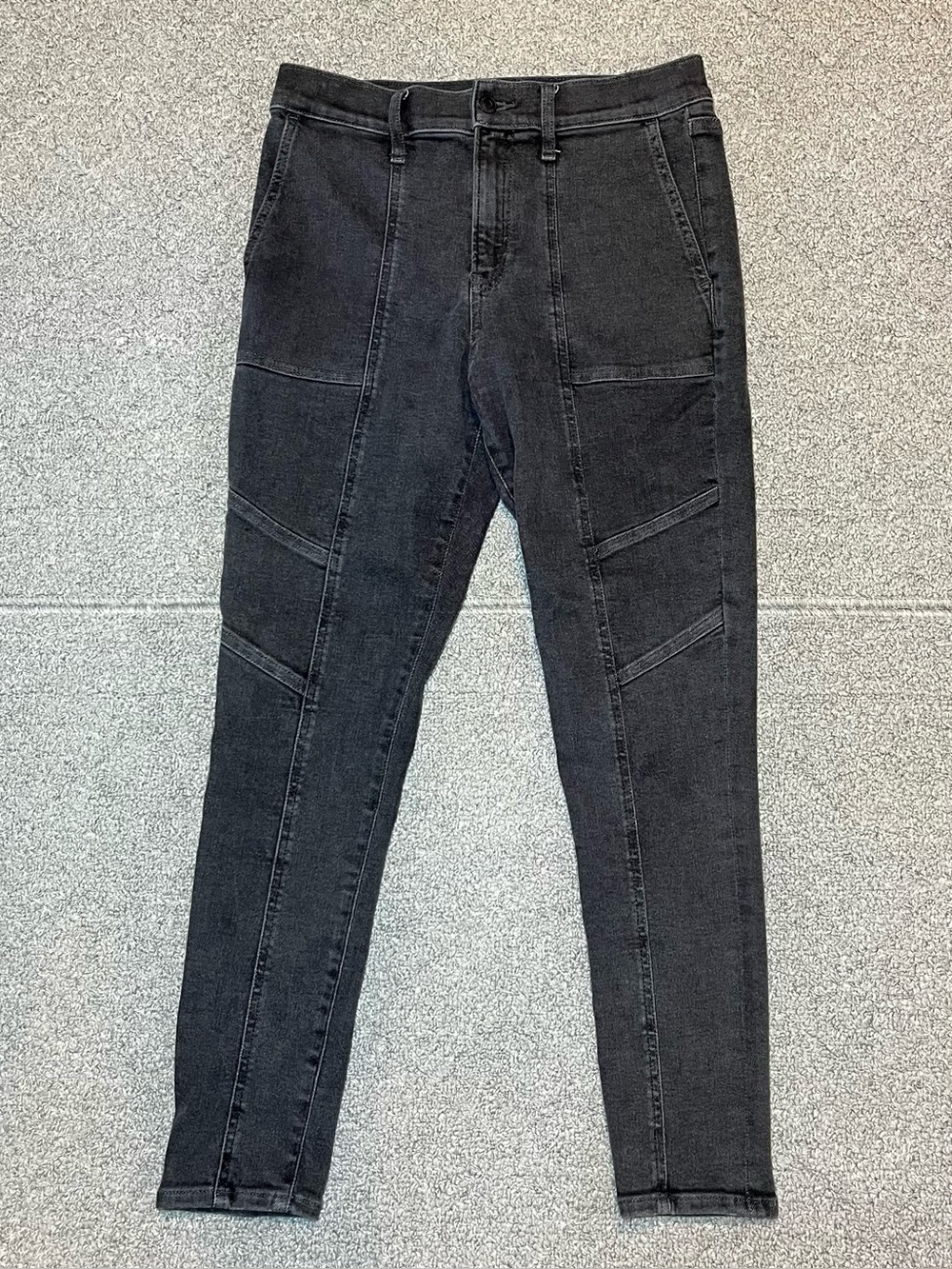 Express Skinny Ankle High Rise Jeans Womens Size 8R Black Slash Pockets